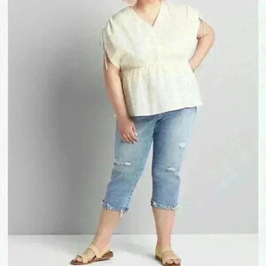 Lane Bryant Dolman Sleeve Peplum Top White sz 22-24
